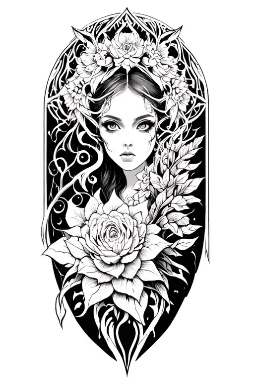 Fantasy Themed Tattoo Design Incorporating