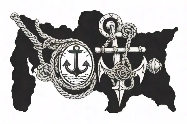 Anchor Sailing Ocean Surrounded With Rudraksha Mala