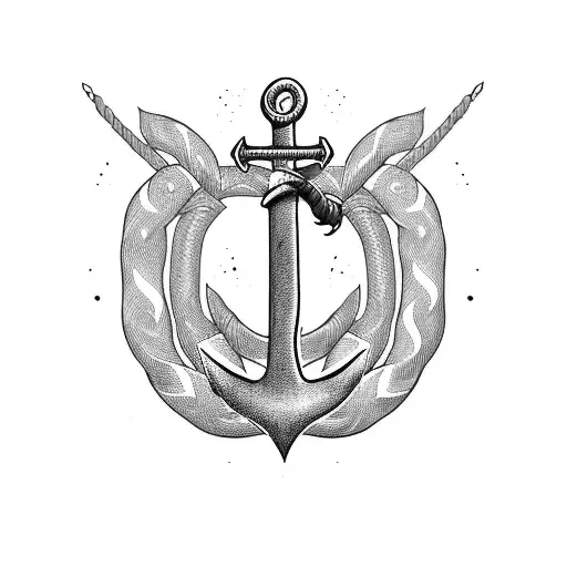 Anchor And Staff With A Serpent