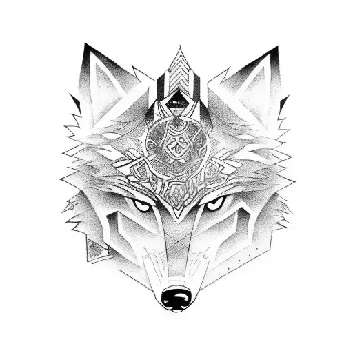 A Graffiti-inspired Wolf Design Incorporating Elements Of Japanese Culture