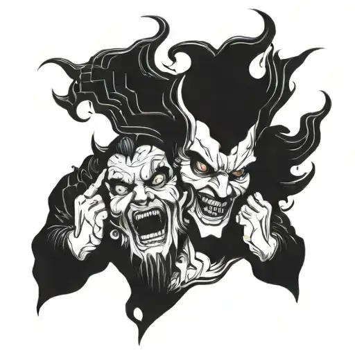 Nguardian Angel Enveloping Devil Face