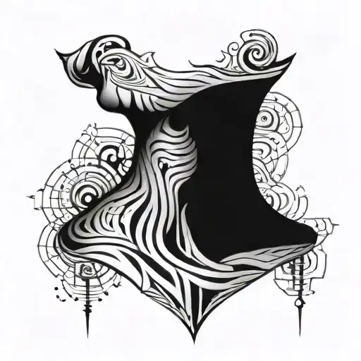 Abstract Lines On The Neck And Collarbones With Gothic Elements