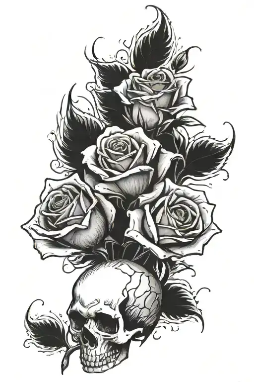 Rose With Two Skeletons Kissing In The Middle