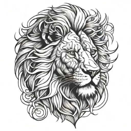 Lion Head With One Eye Cut Off