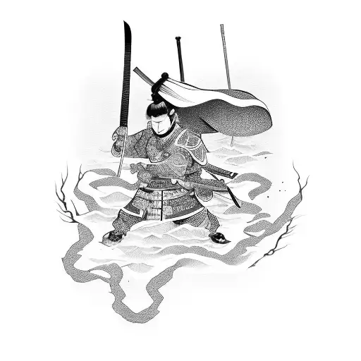 Japanischer Samurai Mit Schwet Unterarm