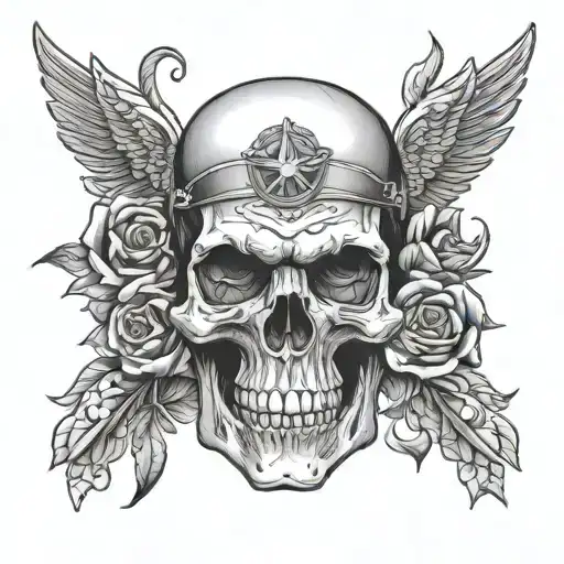 Skull Military Tattoo In Arm