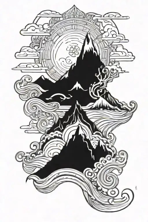 Mountain And Ocean With Shiv Ji In Middle