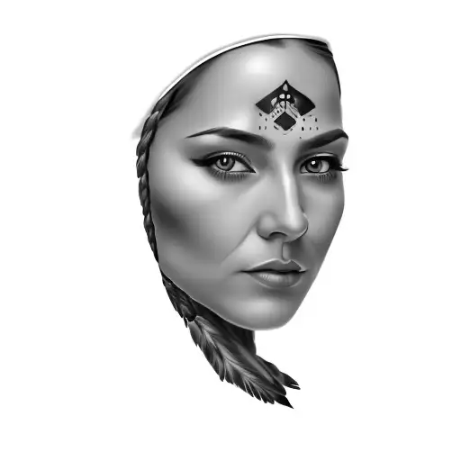 Native Woman With Headdress