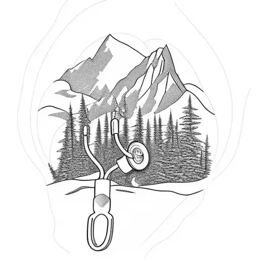 Mountain Landscape With A Hidden Stethoscope Among The Trees