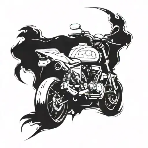 Motorrad Silhouette Fineline Abstract Kompass Tattoo Arm Super Charged