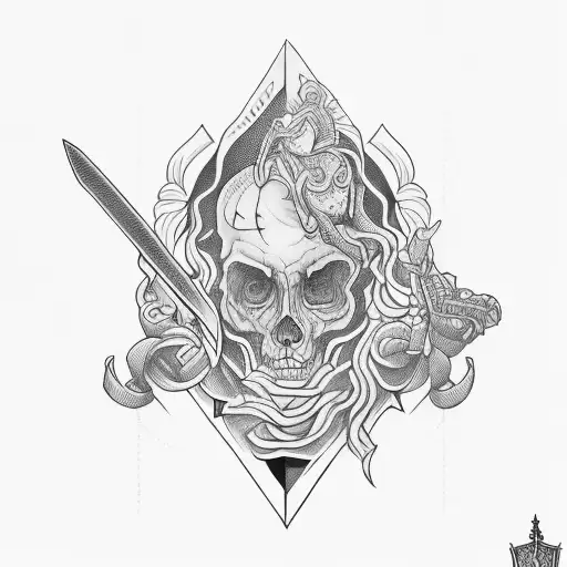 Portrait Holding In Hand A Dagger