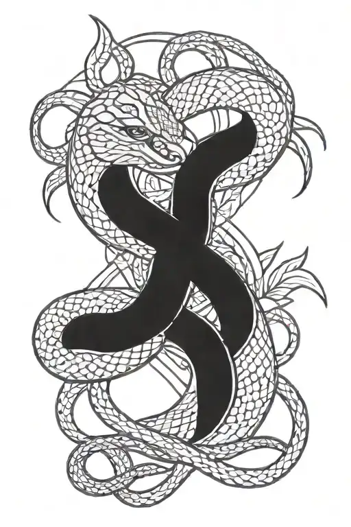 Snake Intertwined With Sun Rays