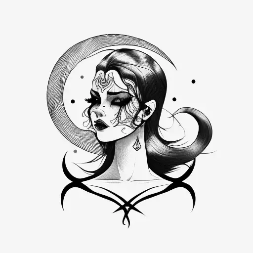 Bold Line Hair Kissing Darkness Dark Moon