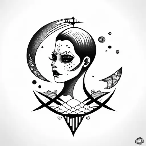 Bold Line Hair Kissing Darkness Dark Moon And Planets