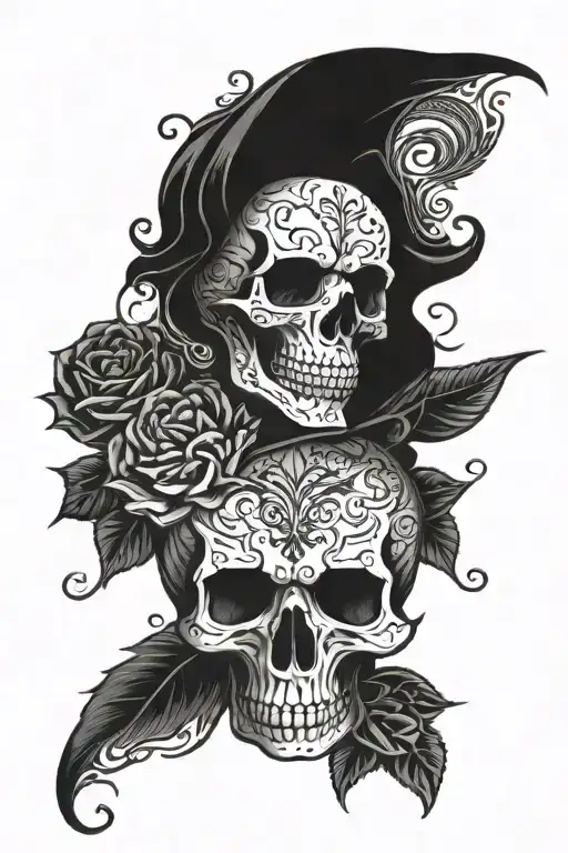 Skull With Traditional Design