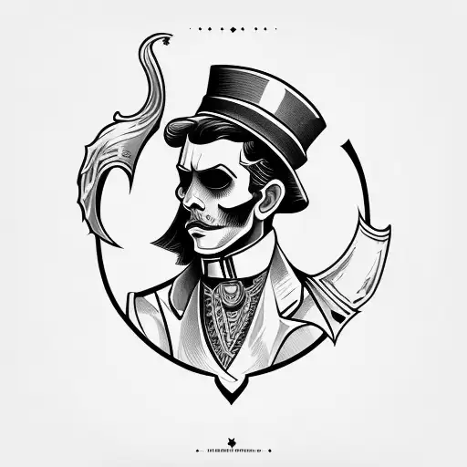 Bold Line Gentleman With A Dagger Through