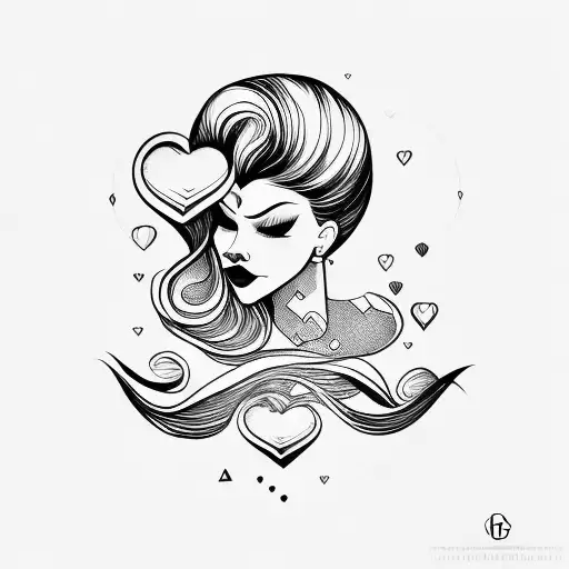 Bold Line Hair Kissing Love Sign