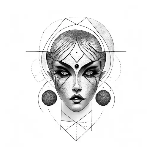 Bold Line Woman Front Darkness With Moon