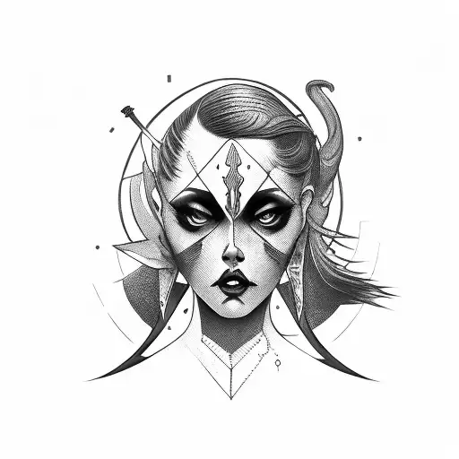 Bold Line Woman Front Darkness With A Sword