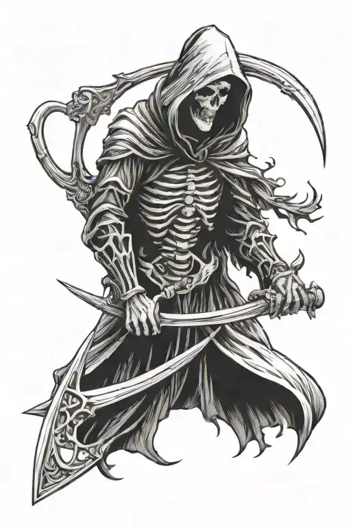 Grim Reaper Holding A Scythe