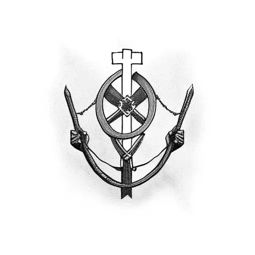 A Father With 2 Sons Bearing A Cross