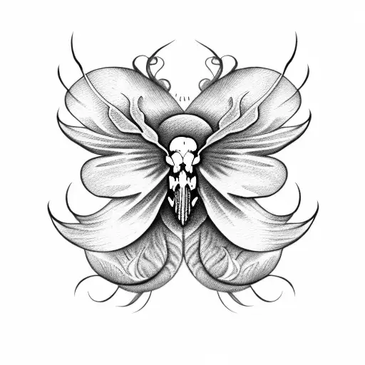 Death Moth Skull Flowers