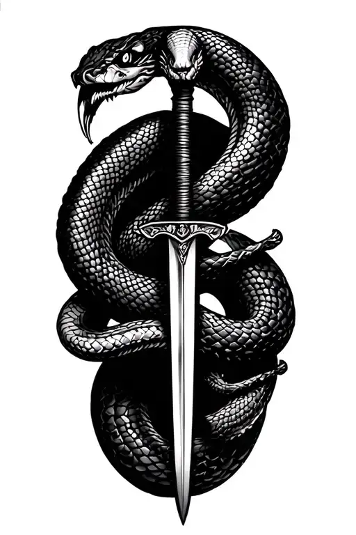 Drumsticks Surrounded By A Snake And Sword