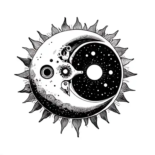 Mechanic Sun And Moon Surrounded