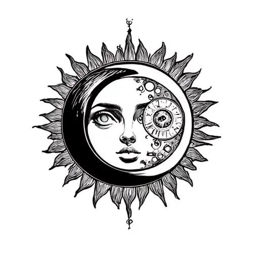 Mechanic Sun And Moon Surrounded