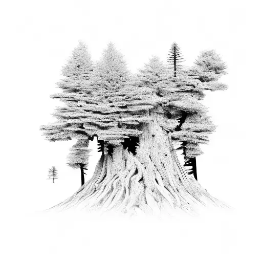 An Abstract Interpretation Of A Cedar Tree Using Bold Lines And Negative Space