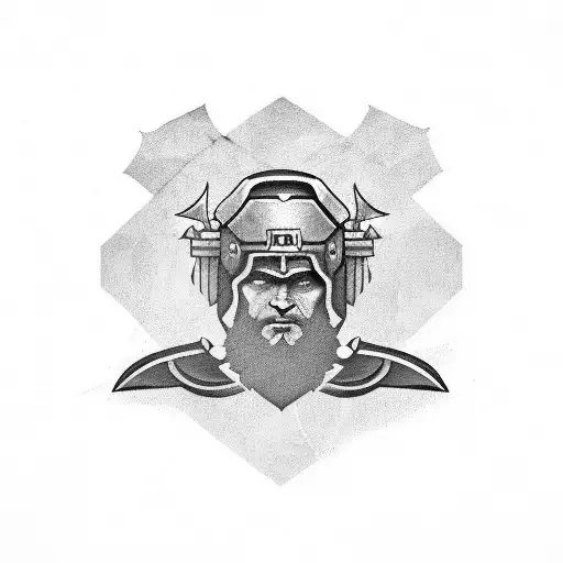 Combine A Viking Warrior With Geometric Shapes And Trashpolka Elements