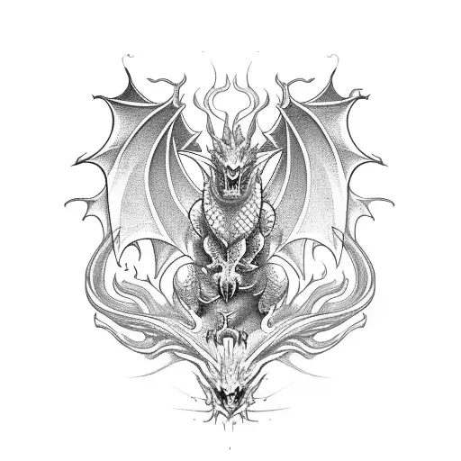 Medieval Dragon Climbing With A Slight Side Profile