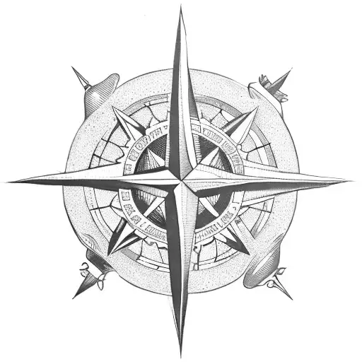 A Detailed Anchor Intertwined With A Compass Rose