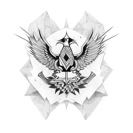 Illustrate A Motorcycle With Tribal Patterns And A Cardinal Perched On Top