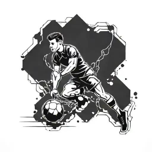 A Football Player Kicking A Ball With A Gym Dumbbell Incorporated Into The Design