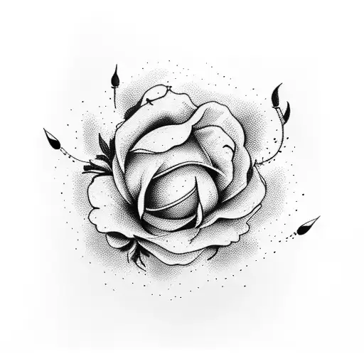 Floral Faded Retro Black Ink Elbow