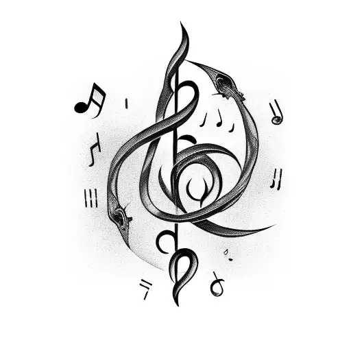 A Minimalist Aquarius Symbol Intertwined With Music Notes