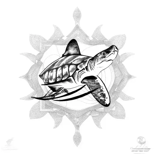 Lemon Shark And Sea Turtle