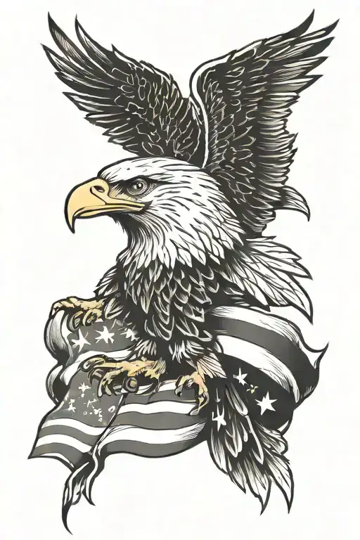 Eagle And American Flag