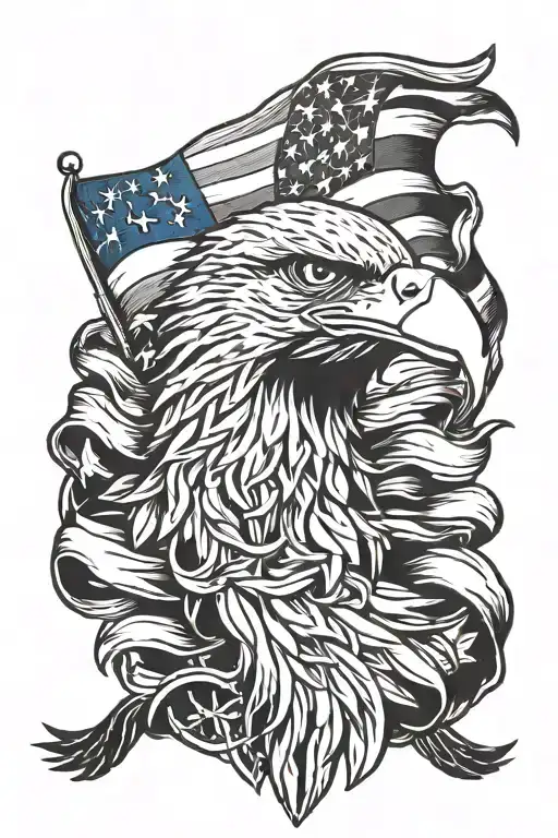 Eagle And American Flag