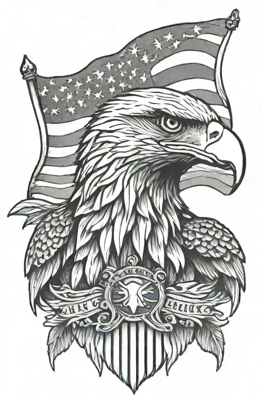 Eagle And American Flag