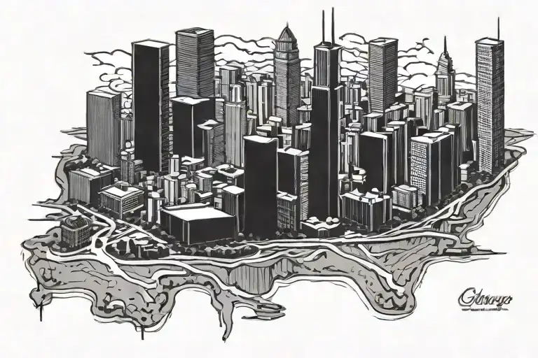 Map Chicago Skyline