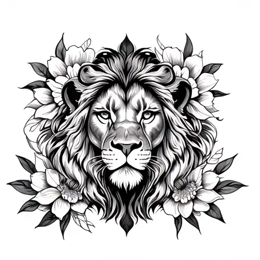 Mandala Lion And Flower