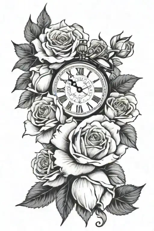 Clock Clouds Flowers Eye Roses