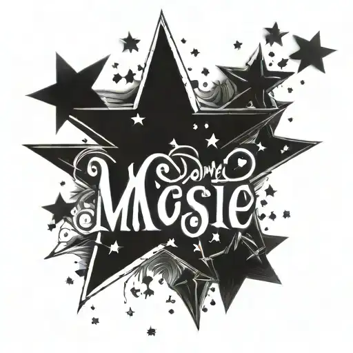 Name Magsie With Stars Background Black