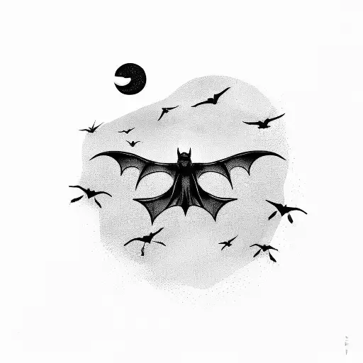 A Desert Landscape With A Lone Bat Flying Overhead