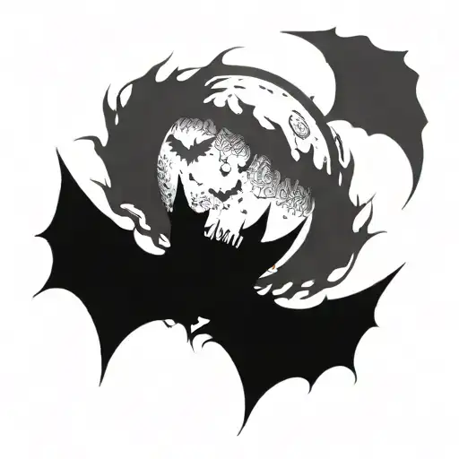 Gothic Full Moon And Bat