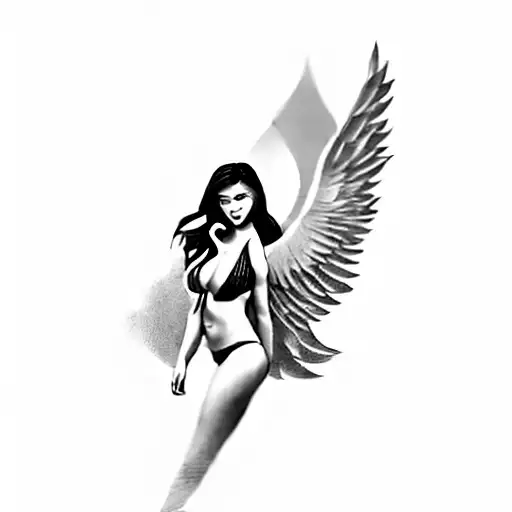 A Woman In A Bikini With Angel Wings