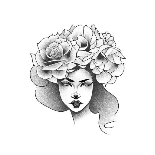 Shadow Black Woman Face With Flower Pot