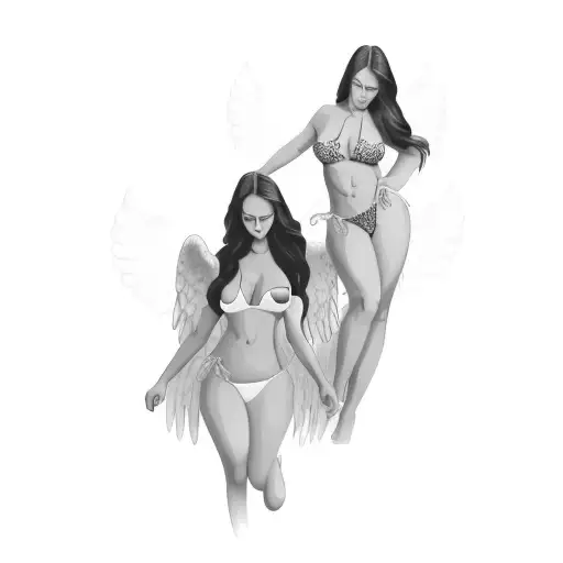 A Woman In A Bikini With Angel Wings